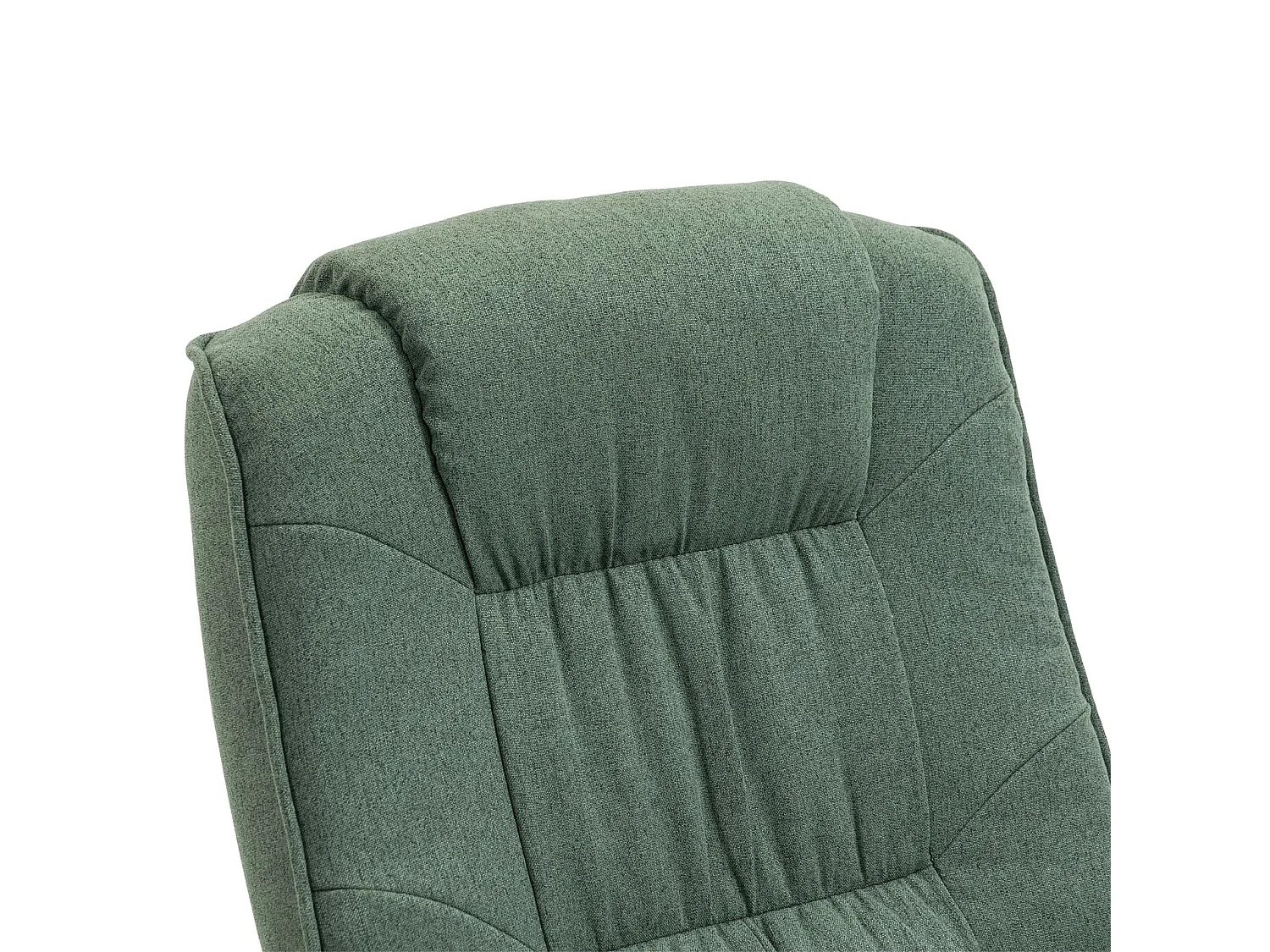 Fauteuil de relaxation CHARLY repose-pieds siège pivotant dossier inclinable assise rembourrée relax, en tissu vert et pieds noirs