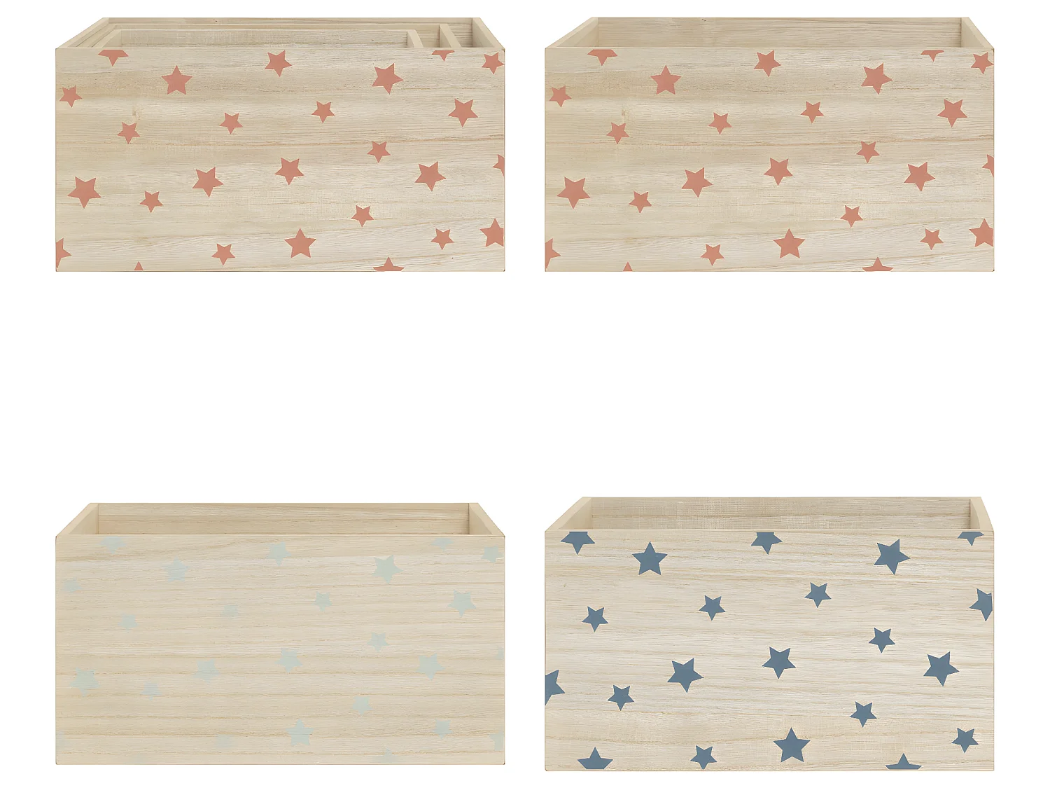 Lot de 3 Cagettes Enfant "Étoile" 36cm Beige