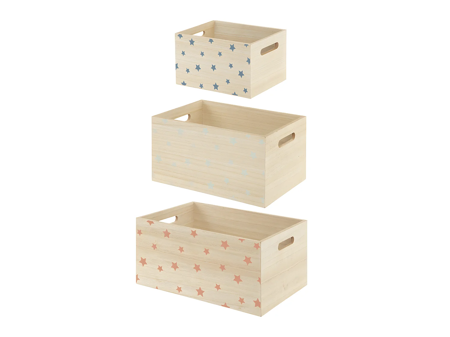 Lot de 3 Cagettes Enfant "Étoile" 36cm Beige
