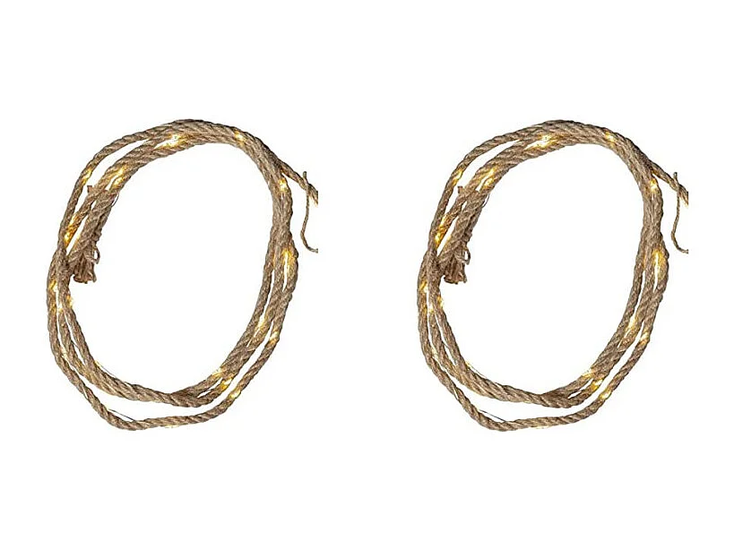 Lot de 2 cordes lumineuses de Noël en toile de jute 200 cm - ASPEN