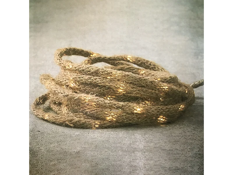 Lot de 2 cordes lumineuses de Noël en toile de jute 200 cm - ASPEN