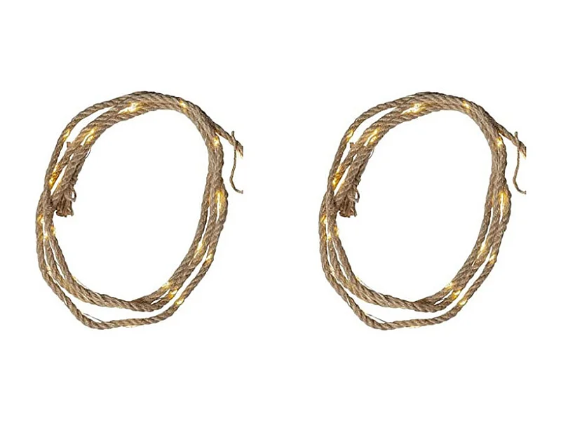 Lot de 2 cordes lumineuses de Noël en toile de jute 200 cm - ASPEN