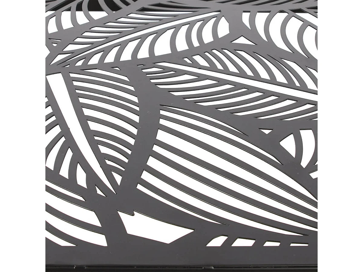 VANIA - Console en Métal Noir Plateau Motifs Feuilles