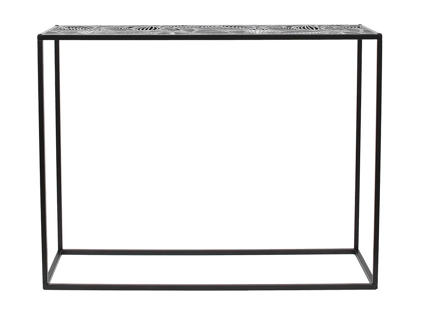 VANIA - Console en Métal Noir Plateau Motifs Feuilles