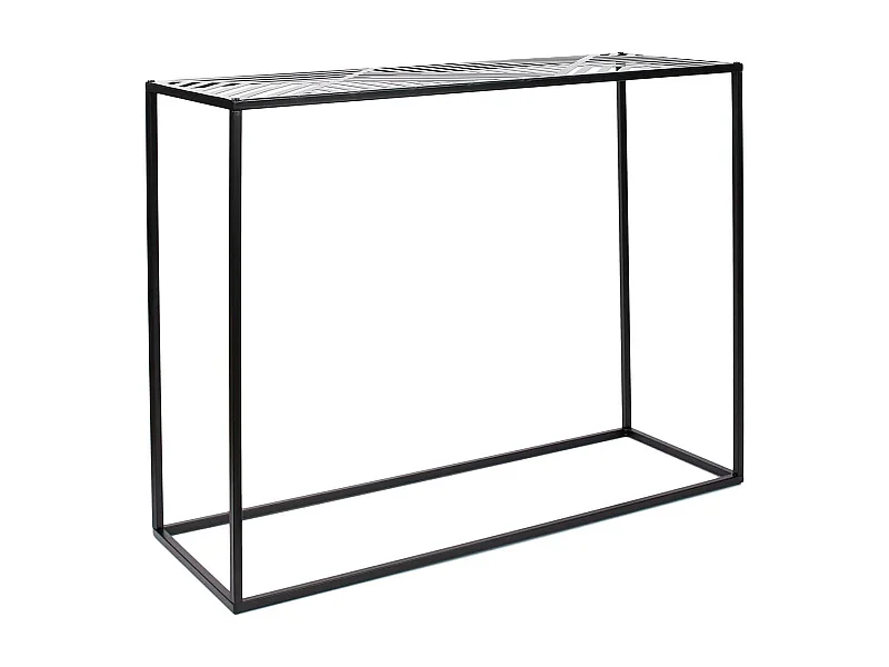 VANIA - Console en Métal Noir Plateau Motifs Géométriques