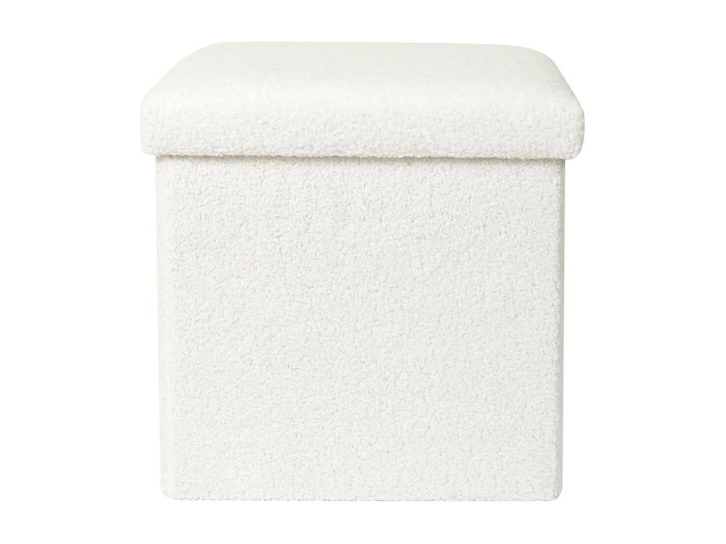 FLOKI - Coffre Pouf Pliable Blanc Tissu Bouclettes