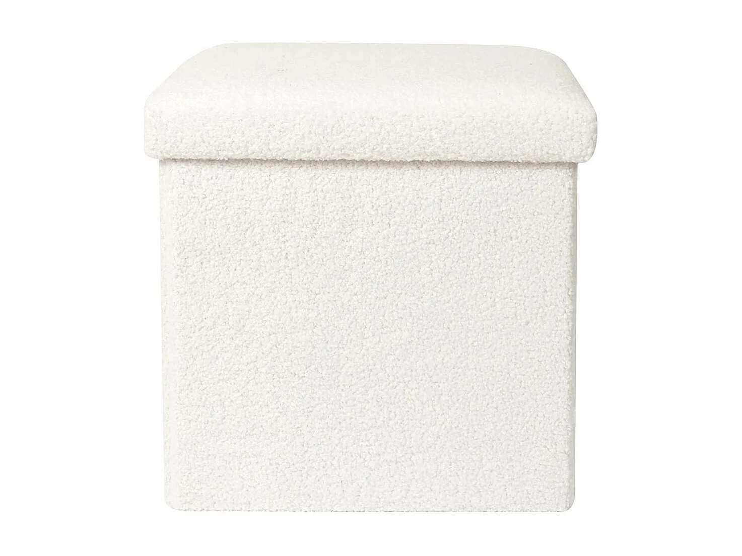 FLOKI - Coffre Pouf Pliable Blanc Tissu Bouclettes
