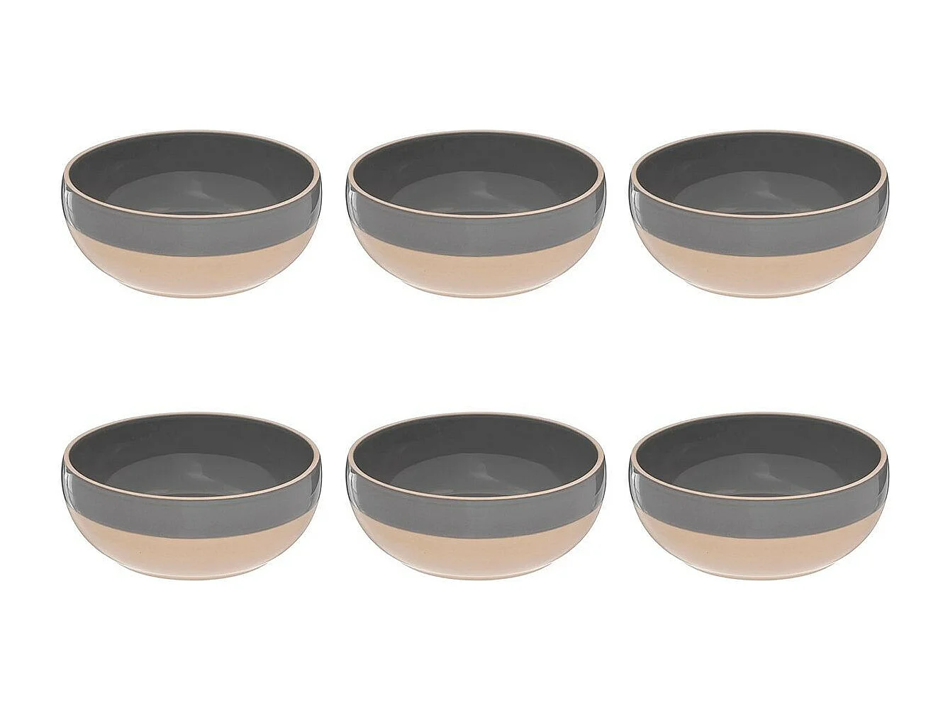 Lot de 6 Bols Design "Asma" 55cl Gris