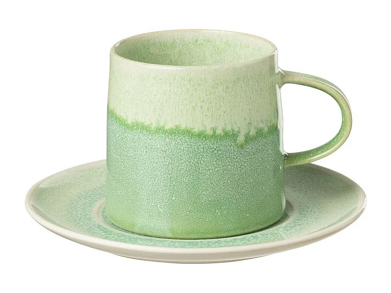 Ensemble Tasse & Sous-Tasse en Porcelaine "Lara" 16cm Vert