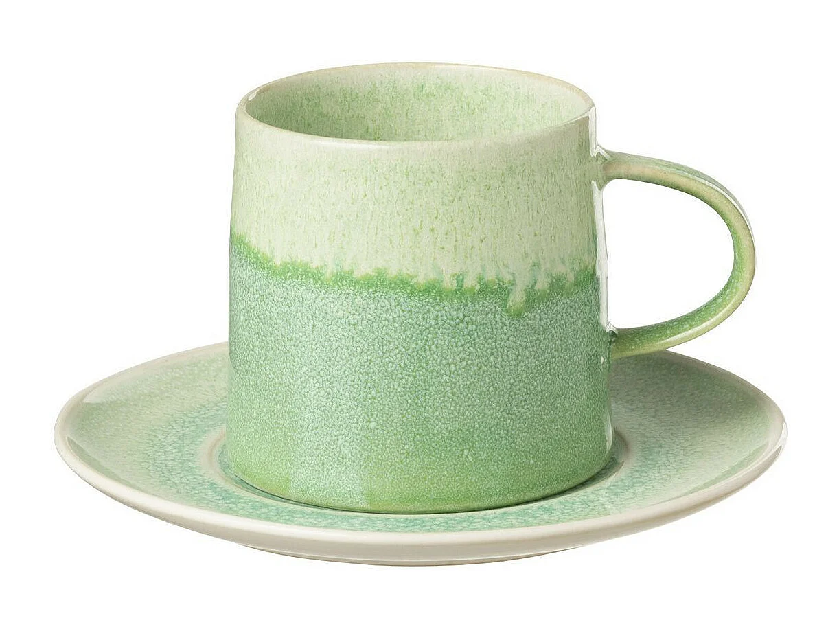 Ensemble Tasse & Sous-Tasse en Porcelaine "Lara" 16cm Vert