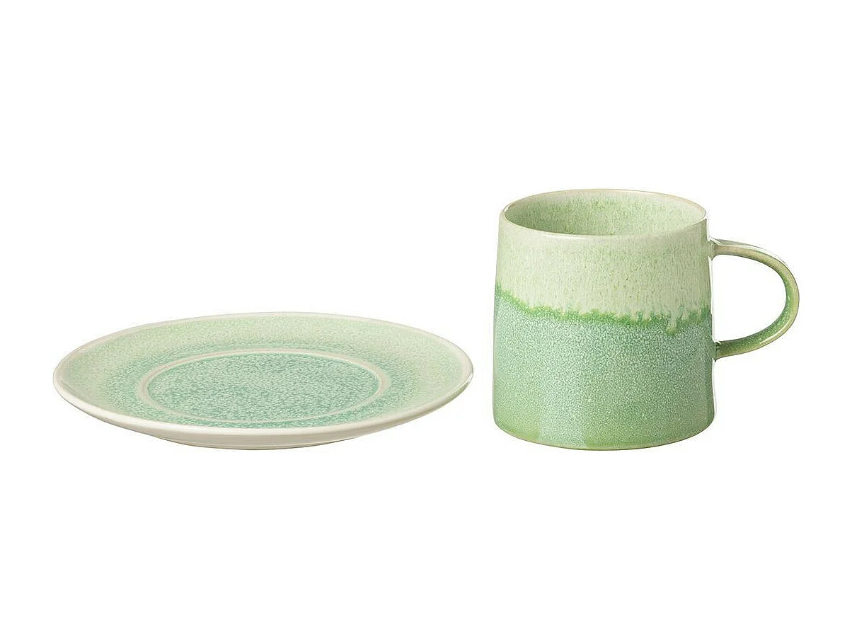 Ensemble Tasse & Sous-Tasse en Porcelaine "Lara" 16cm Vert
