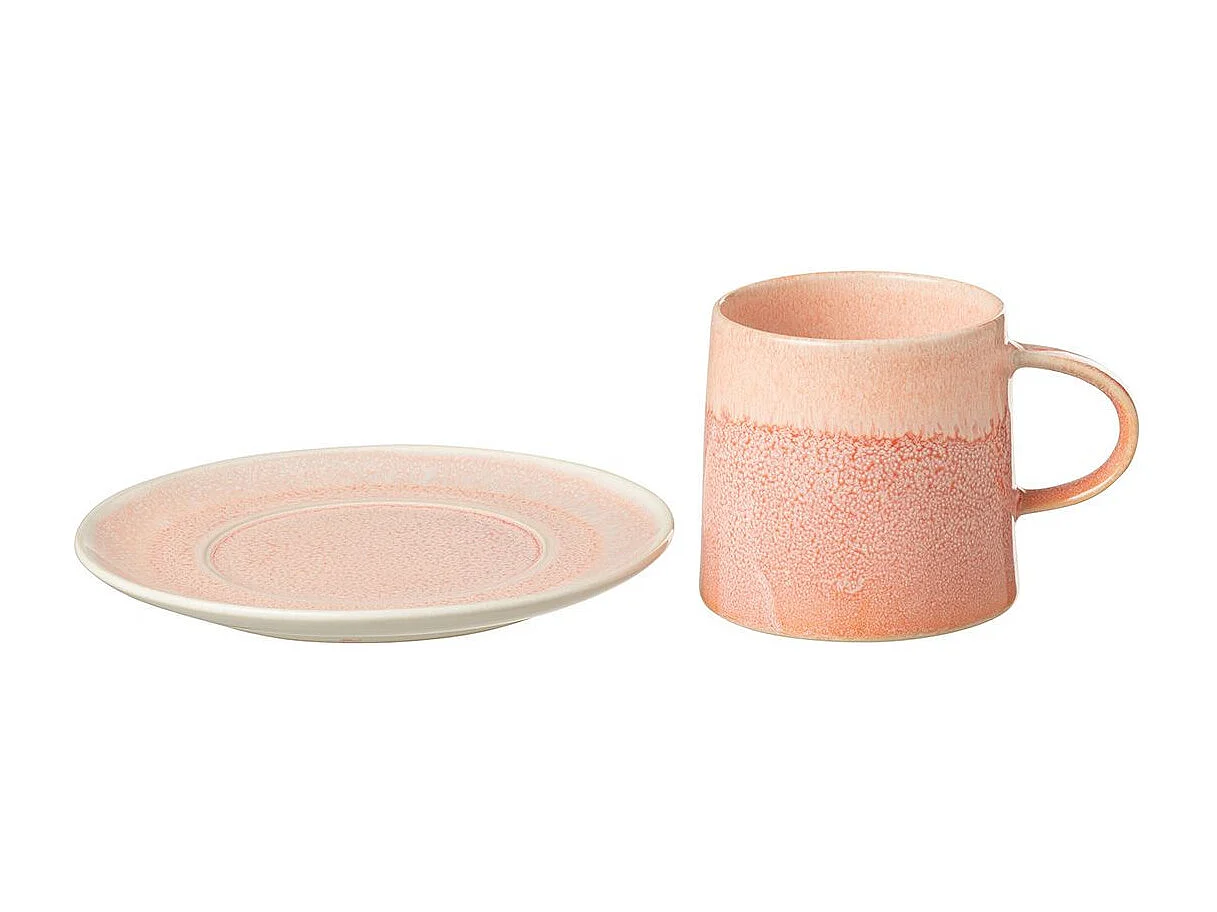 Ensemble Tasse & Sous-Tasse en Porcelaine "Lara" 16cm Saumon