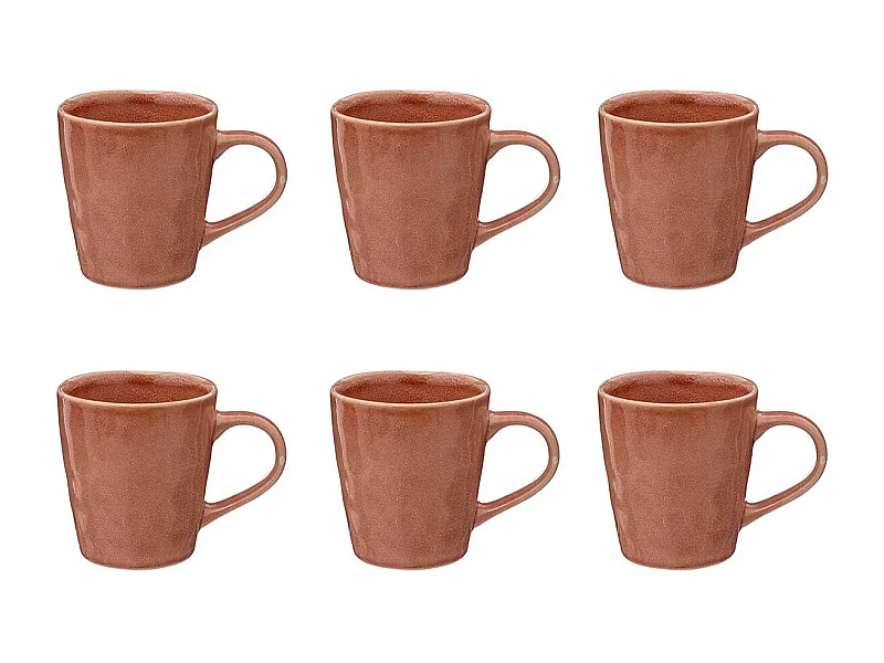 Lot de 6 Mugs Design "Zoé" 35cl Corail