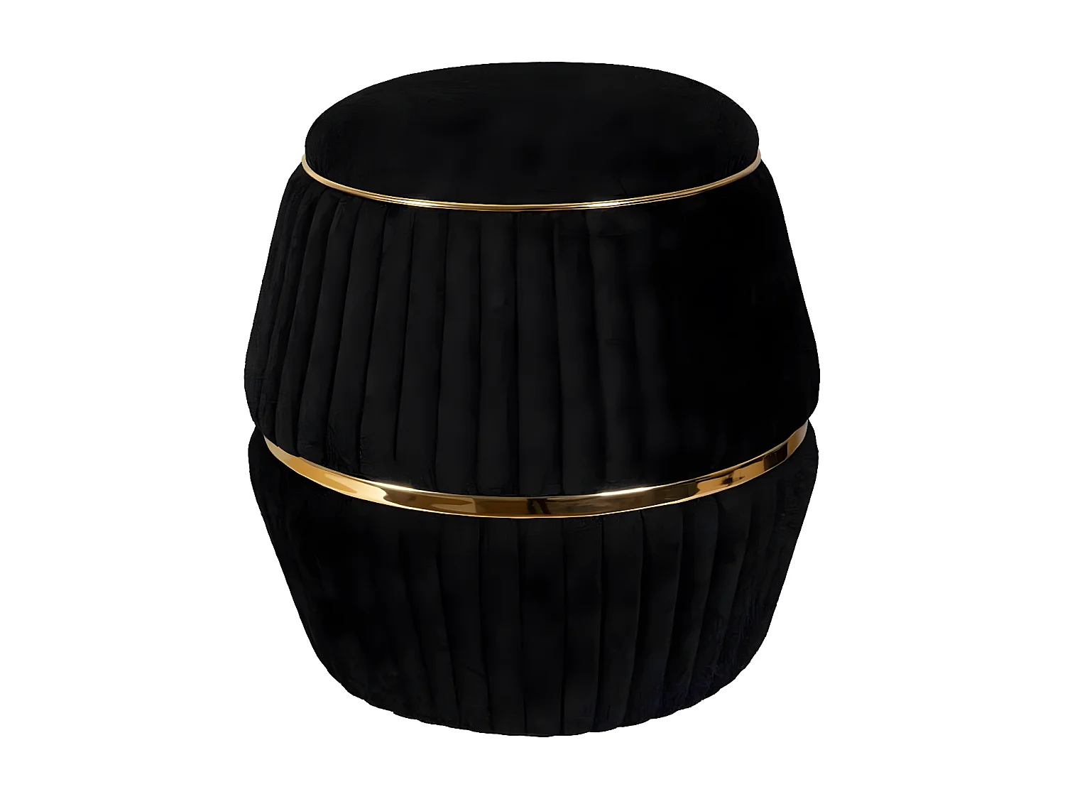 Pouf Matelassé Design "Doric" 53cm Noir & Or