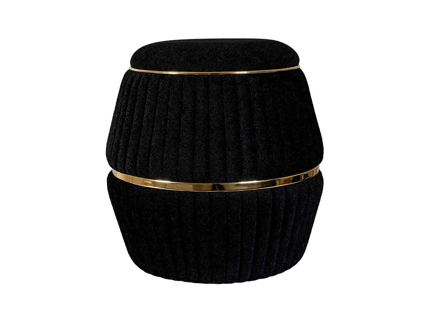 Pouf Matelassé Design "Doric" 53cm Noir & Or