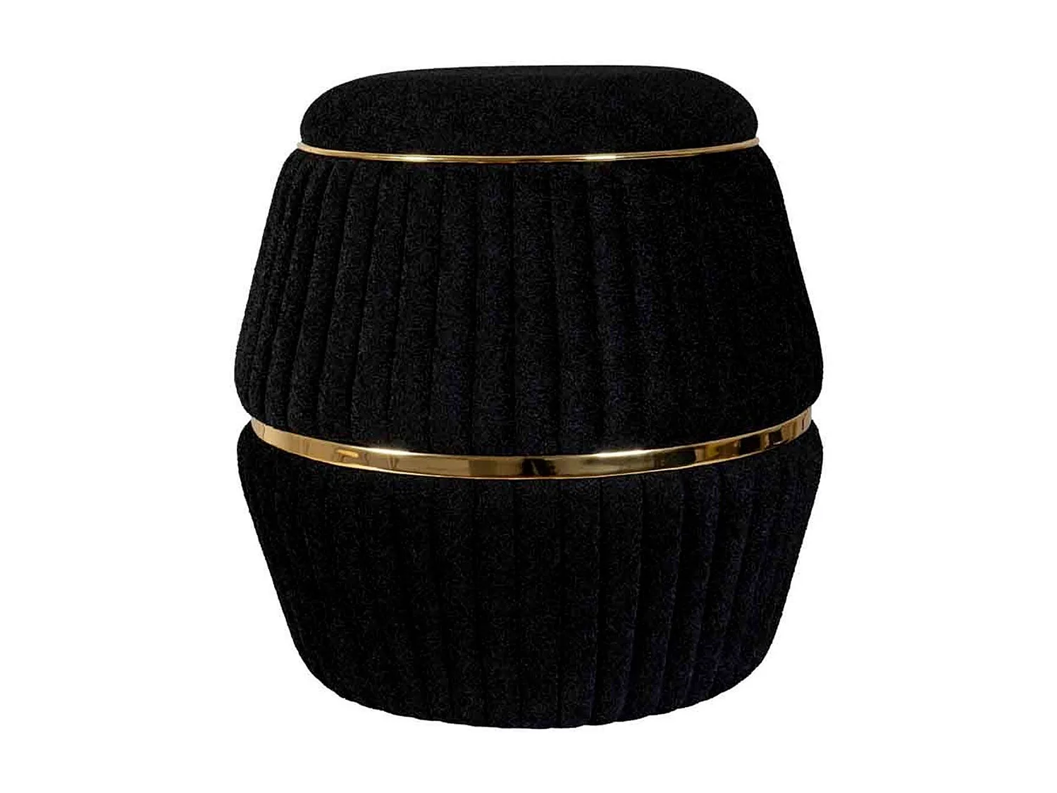 Pouf Matelassé Design "Doric" 53cm Noir & Or