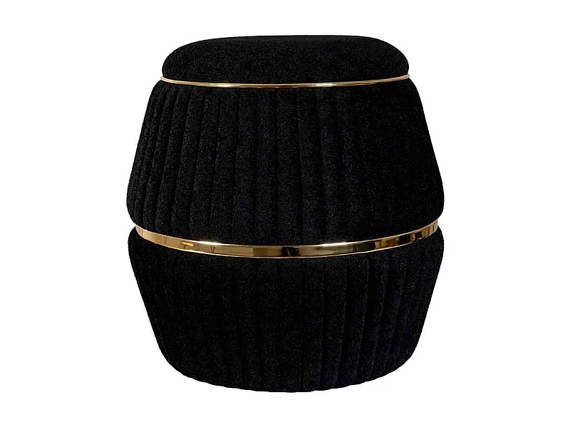 Pouf Matelassé Design "Doric" 53cm Noir & Or