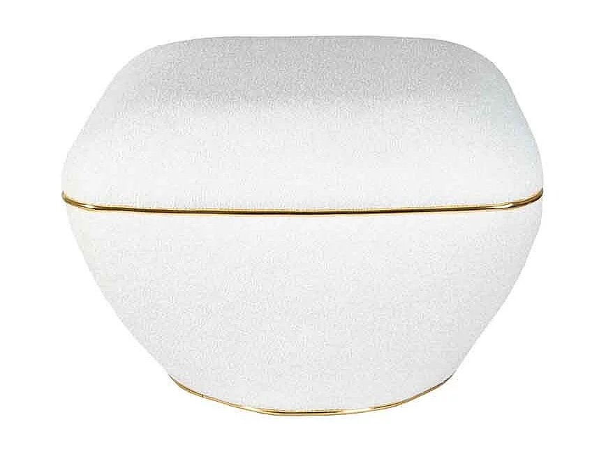 Tabouret Carré Déco "Contessa" 60cm Blanc & Or