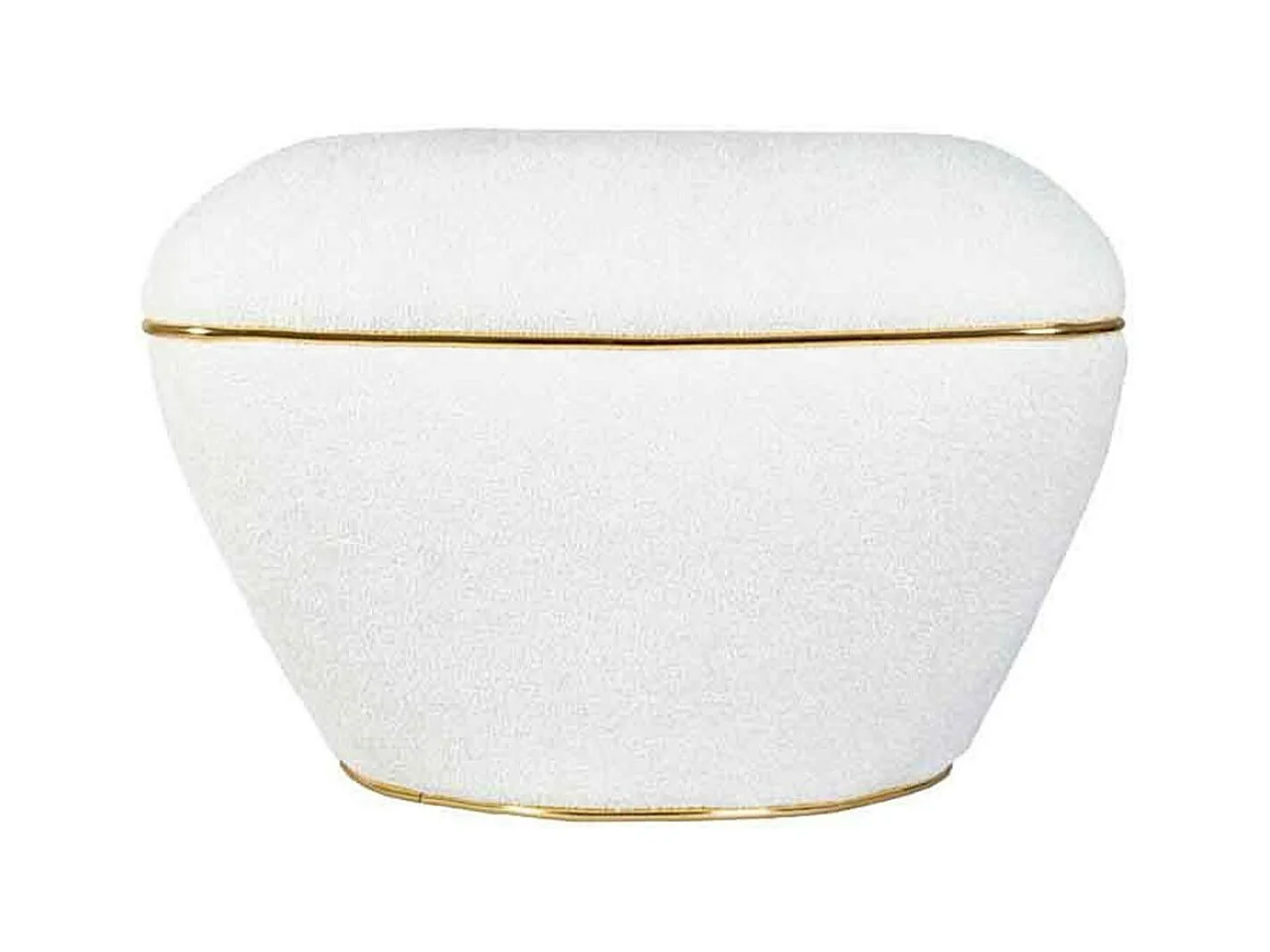 Tabouret Carré Déco "Contessa" 60cm Blanc & Or