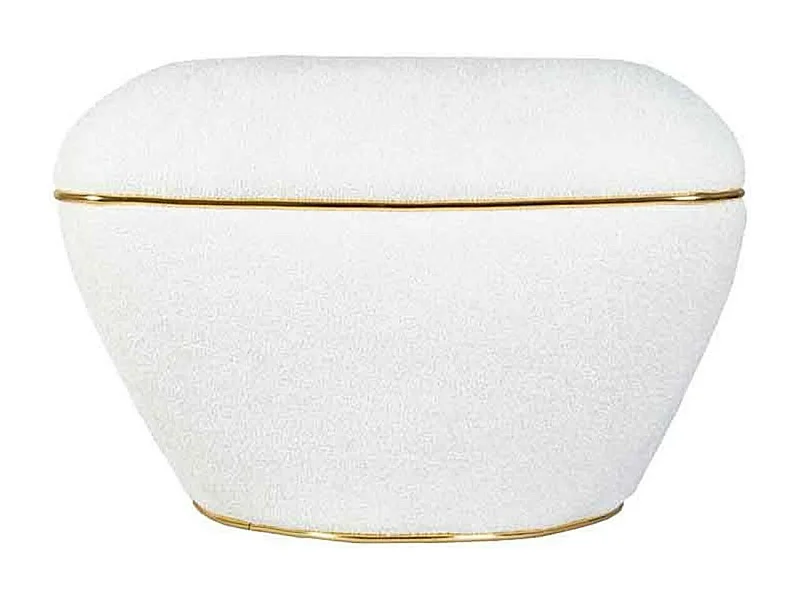 Tabouret Carré Déco "Contessa" 60cm Blanc & Or