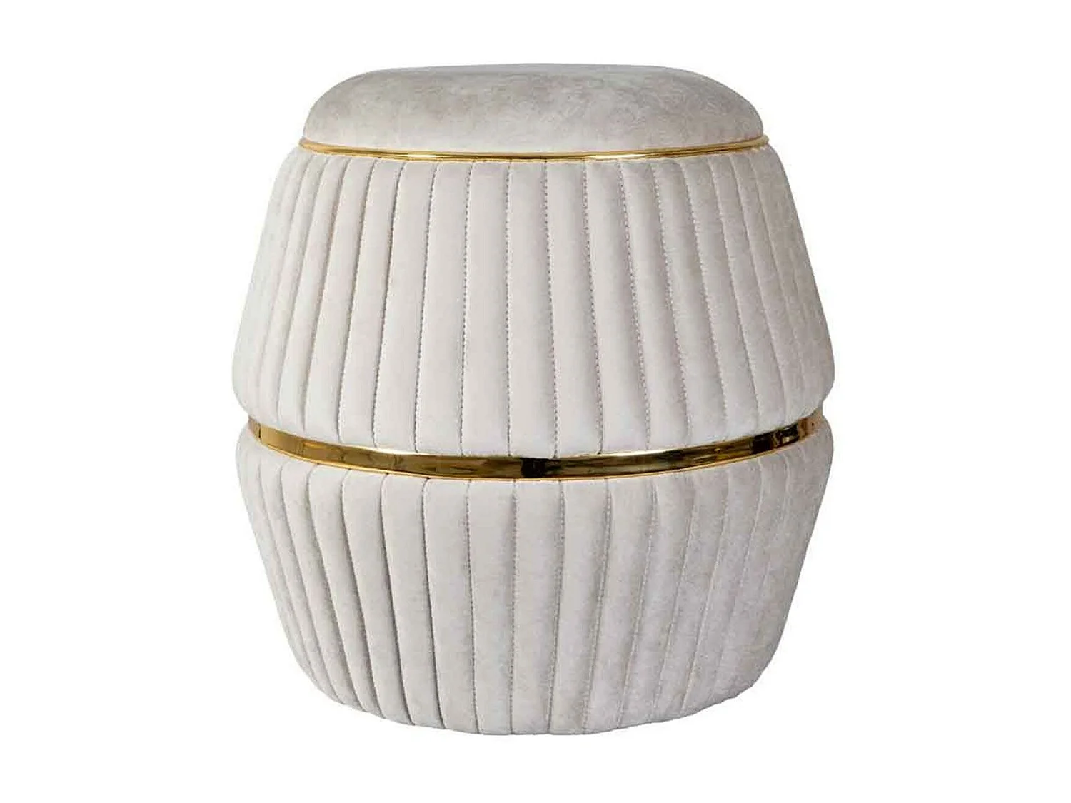 Pouf Rond Design "Doric" 53cm Taupe & Or