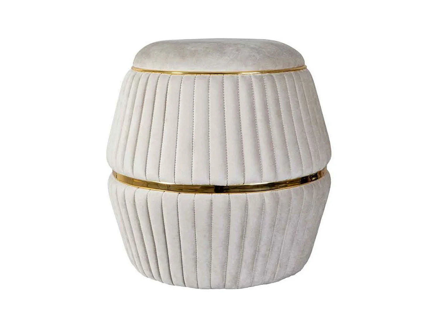Pouf Rond Design "Doric" 53cm Taupe & Or