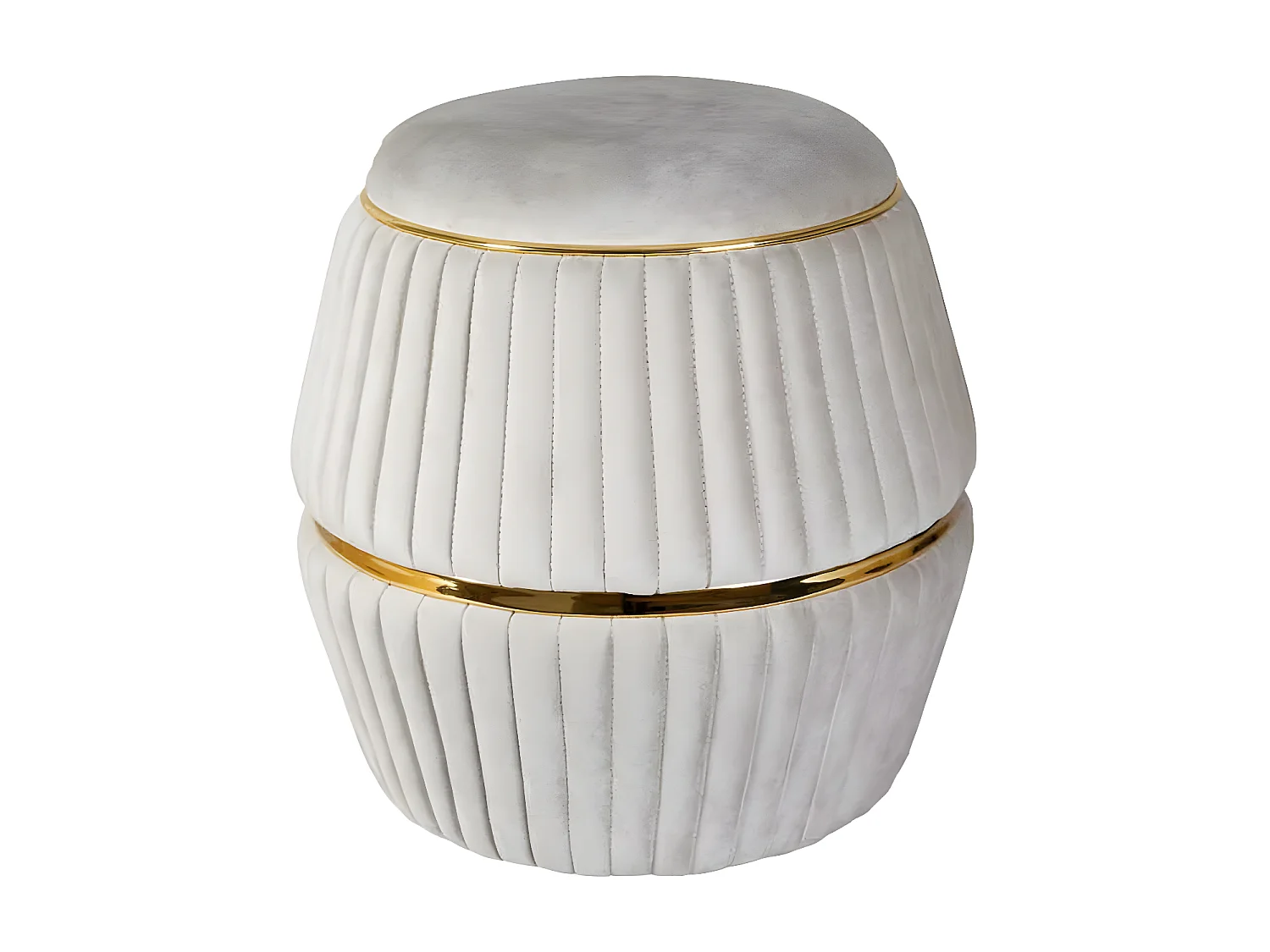 Pouf Rond Design "Doric" 53cm Taupe & Or