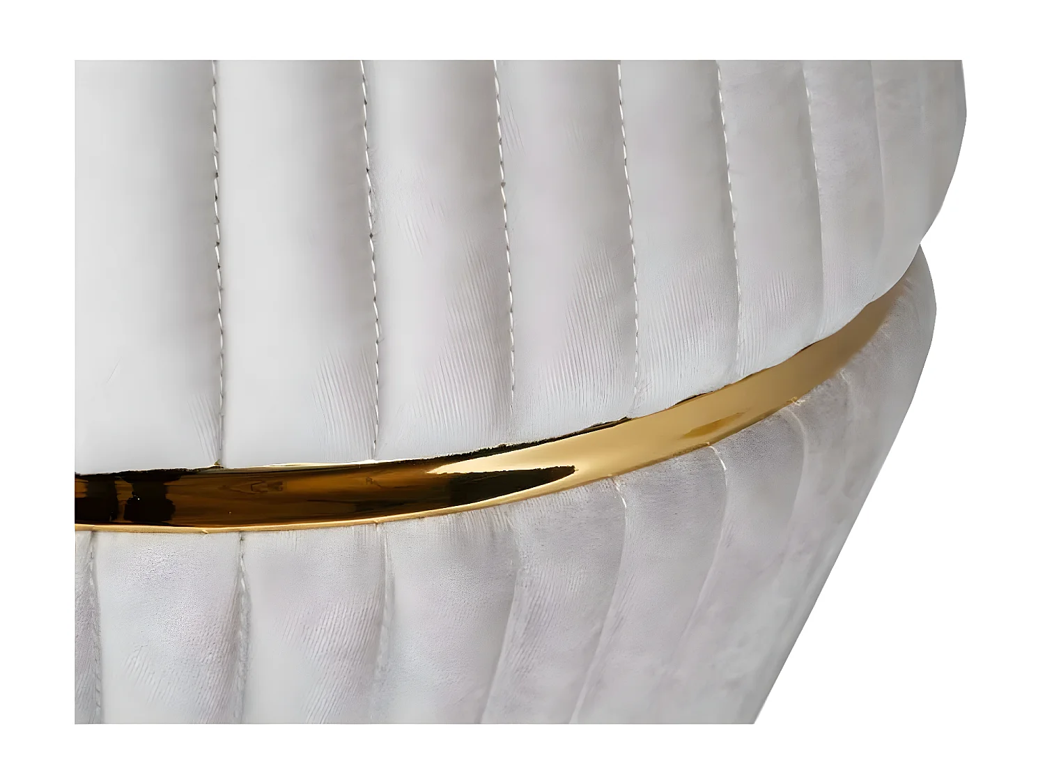 Pouf Rond Design "Doric" 53cm Taupe & Or