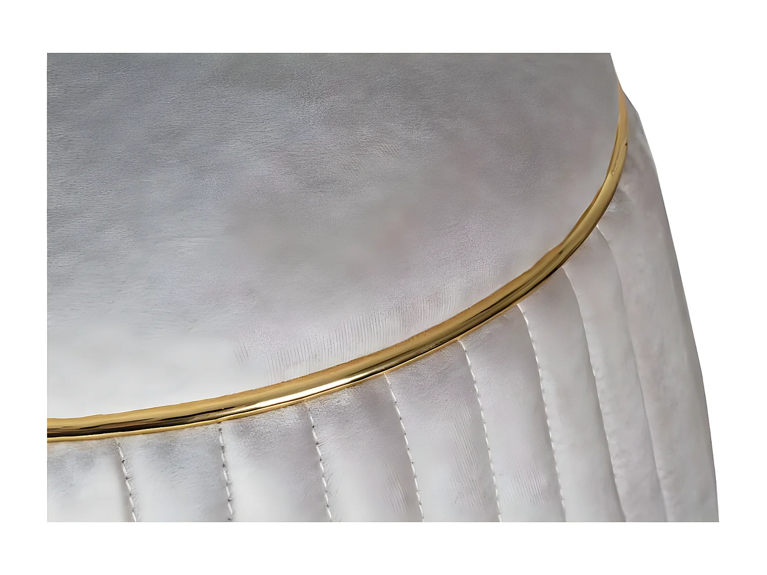 Pouf Rond Design "Doric" 53cm Taupe & Or