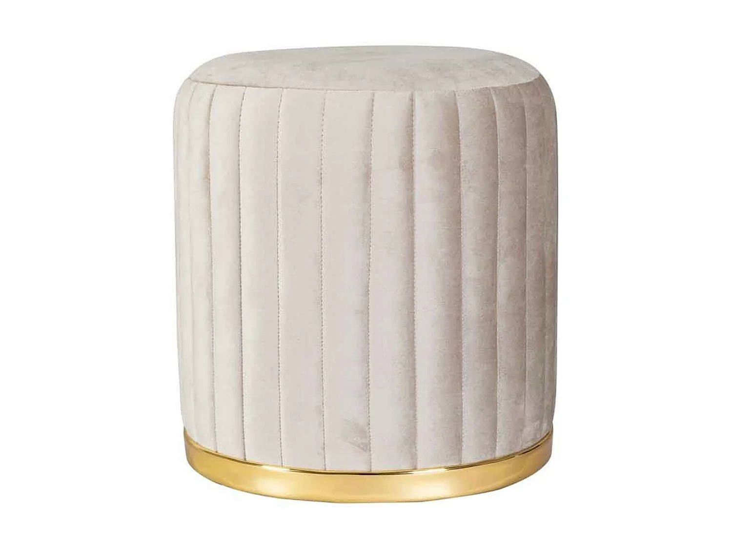 Tabouret Rond Design "Doric" 46cm Taupe & Or