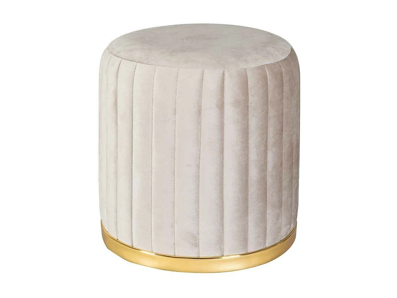 Tabouret Rond Design "Doric" 46cm Taupe & Or