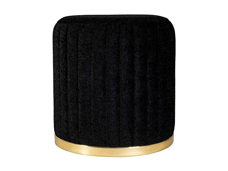 Tabouret Rond Déco "Doric" 46cm Noir & Or