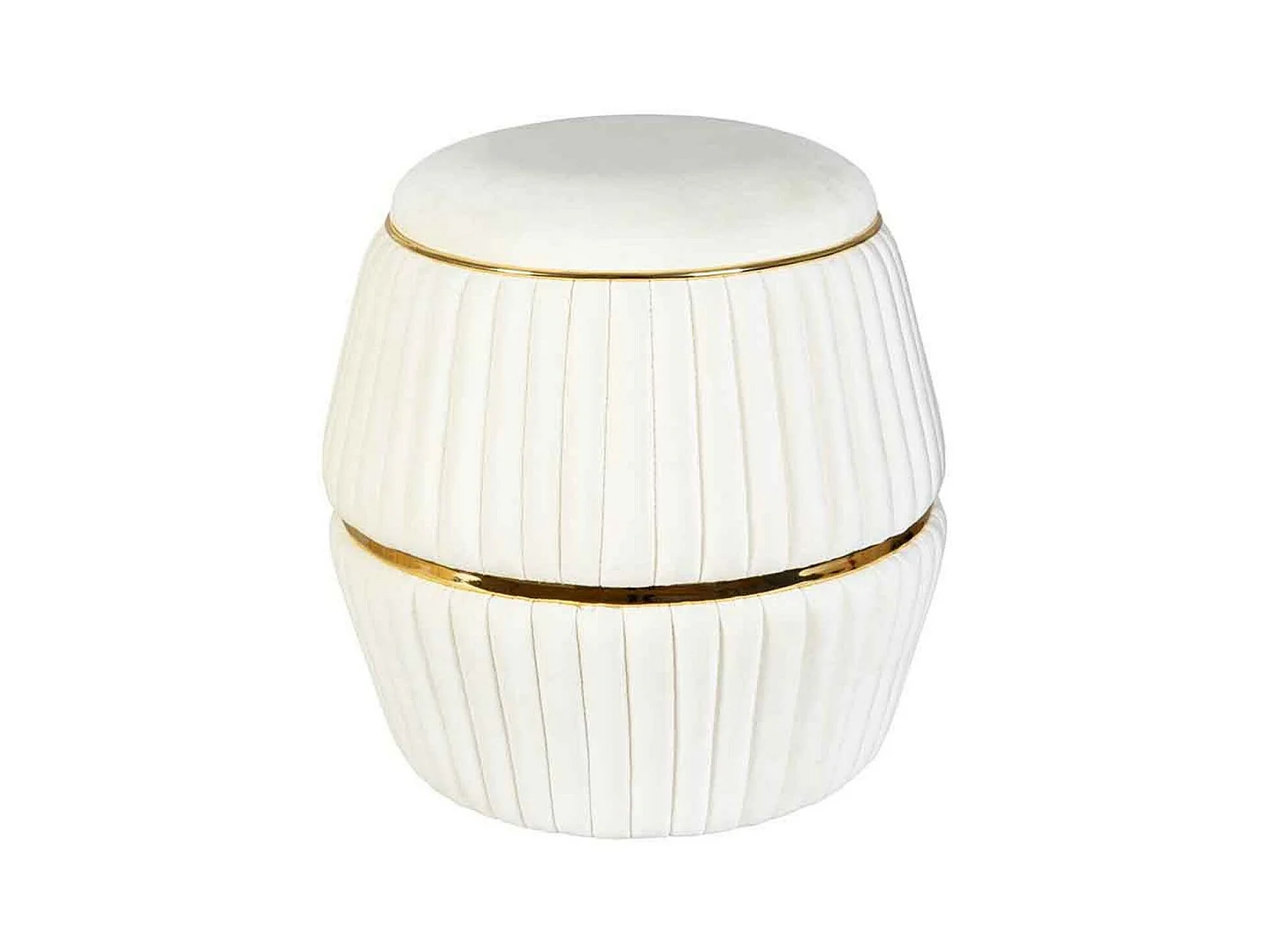 Pouf Rond Design "Doric" 53cm Ivoire & Or