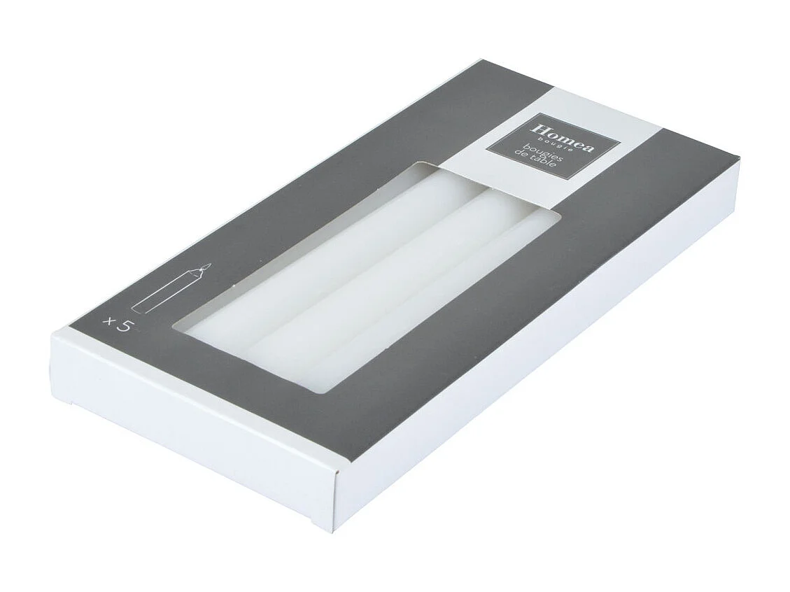 Lot de 5 Bougies Chandelier "Essentiel II" 19cm Blanc