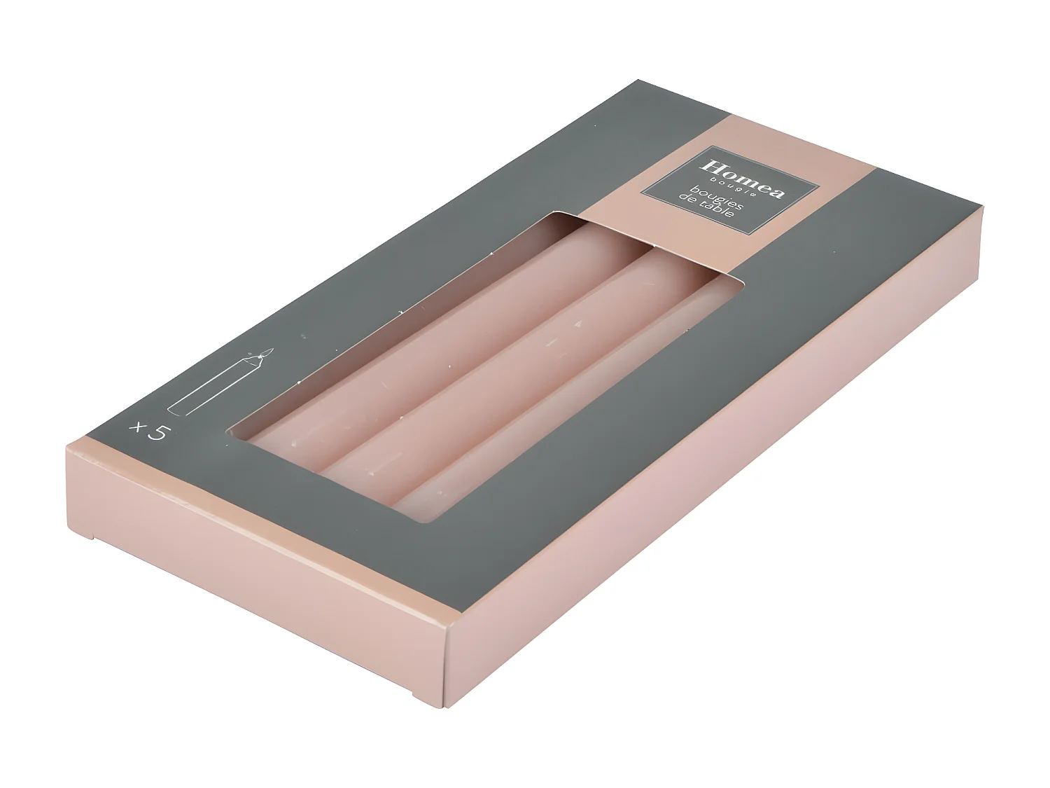 Lot de 5 Bougies Chandelier "Essentiel II" 19cm Rose Poudré