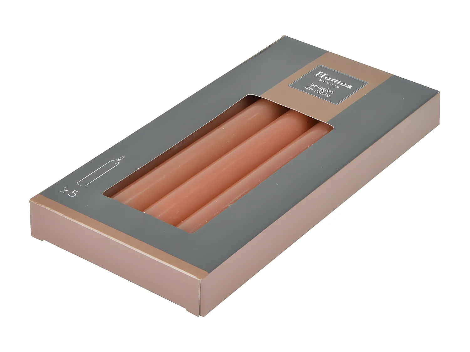 Lot de 5 Bougies Chandelier "Essentiel II" 19cm Taupe