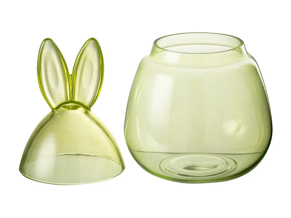 Bocal Design en Verre "Lapin" 34cm Vert