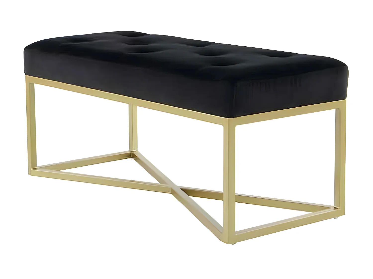 Banc en Velours Design "Diaz" 90cm Noir & Or