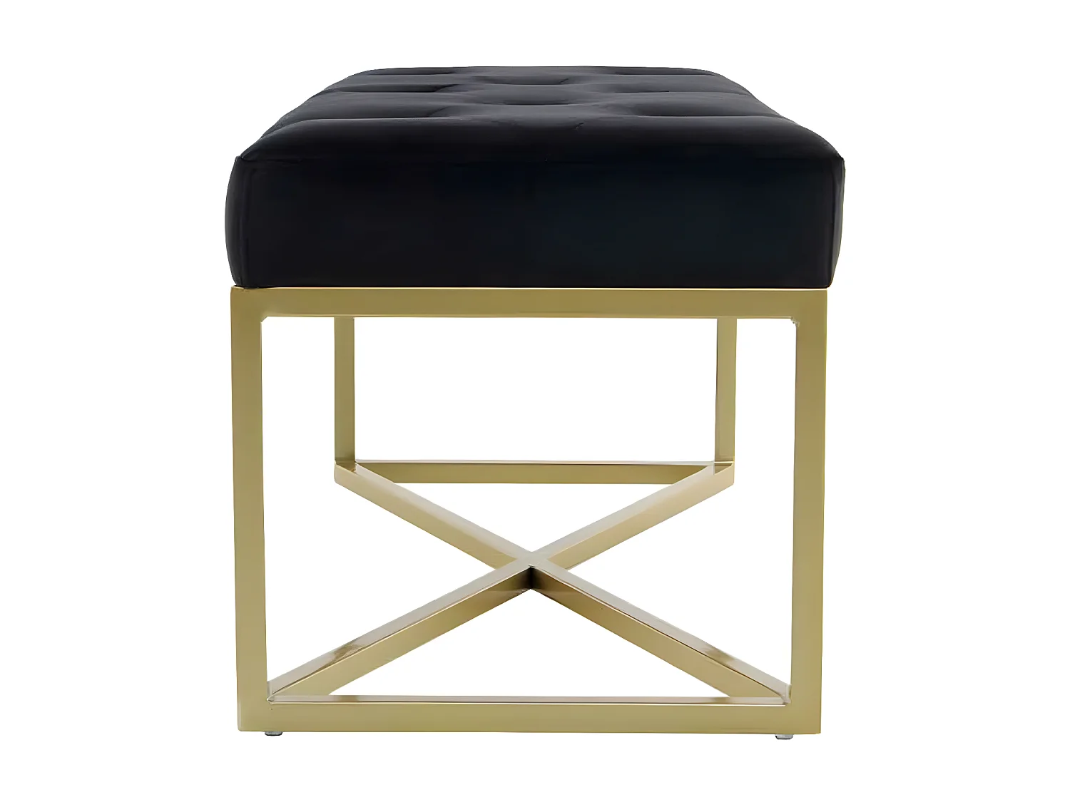 Banc en Velours Design "Diaz" 90cm Noir & Or