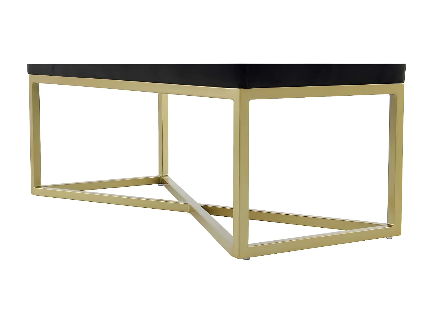 Banc en Velours Design "Diaz" 90cm Noir & Or