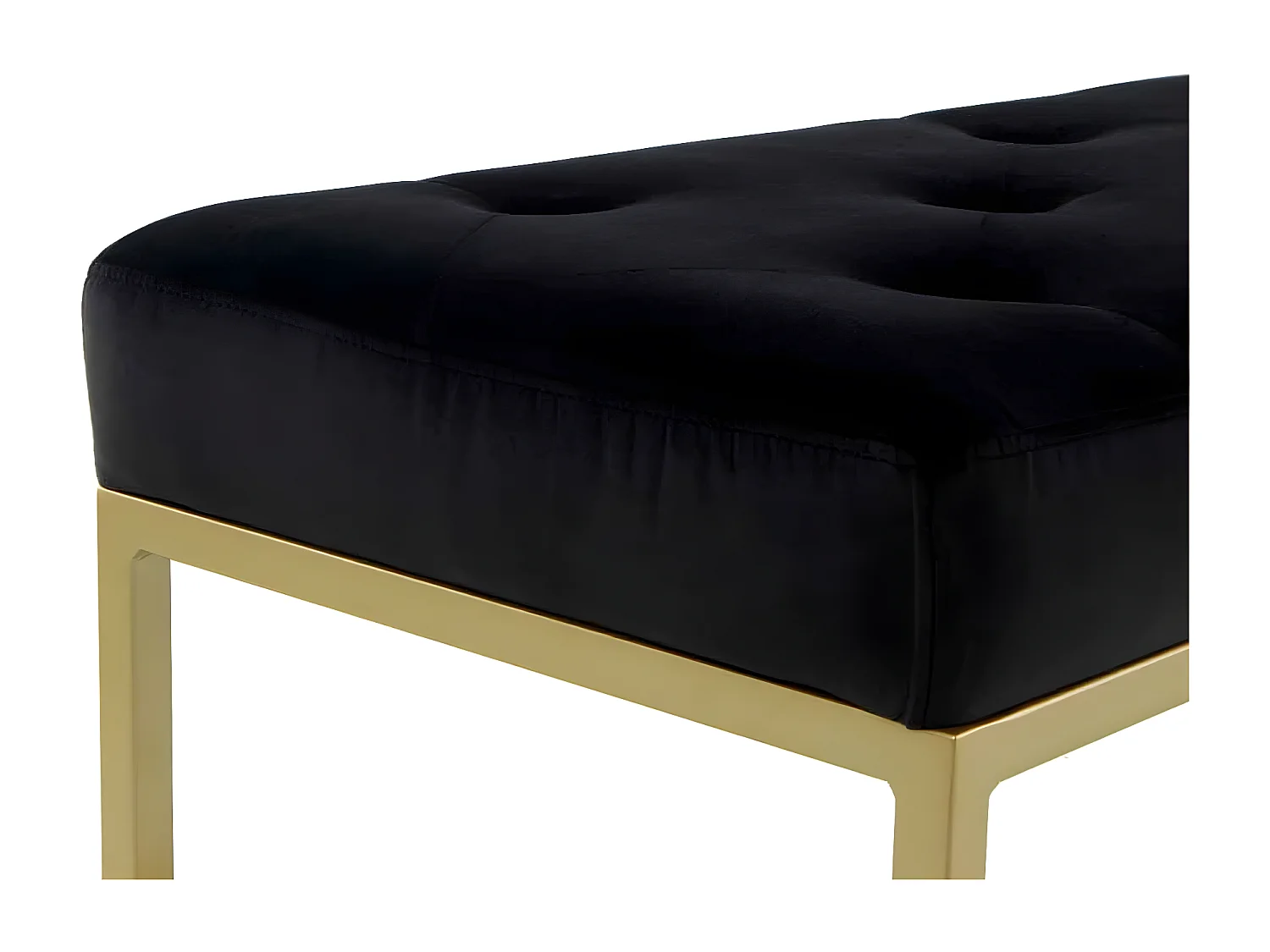 Banc en Velours Design "Diaz" 90cm Noir & Or