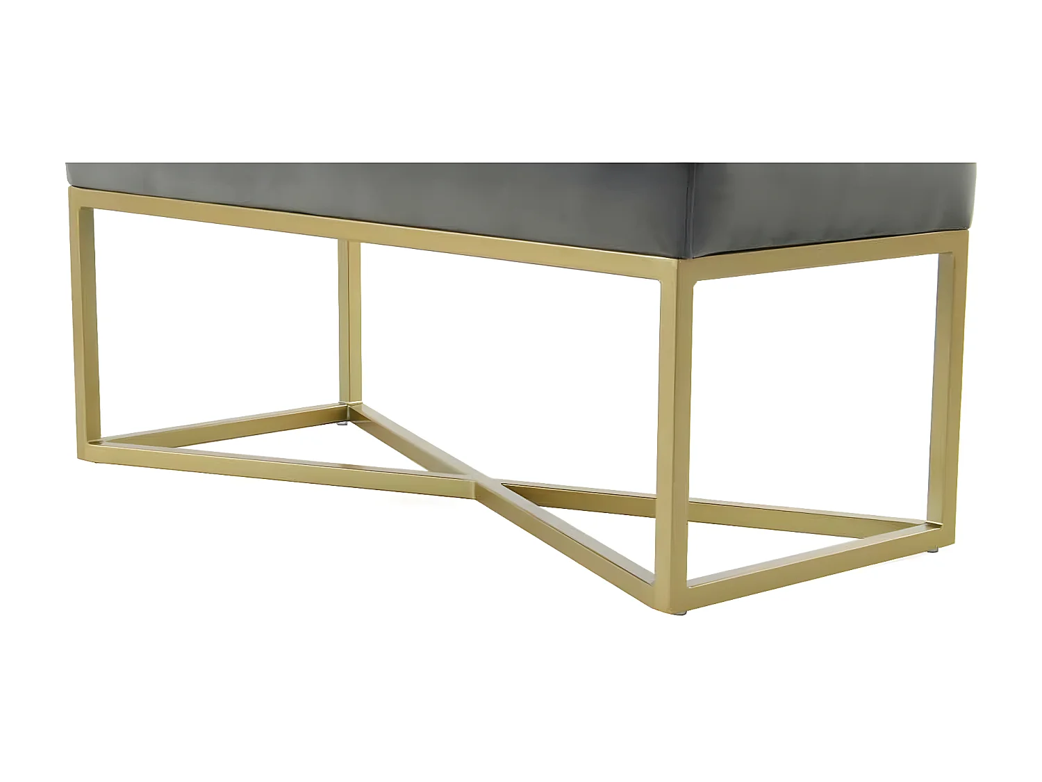 Banc en Velours Design "Diaz" 90cm Gris & Or