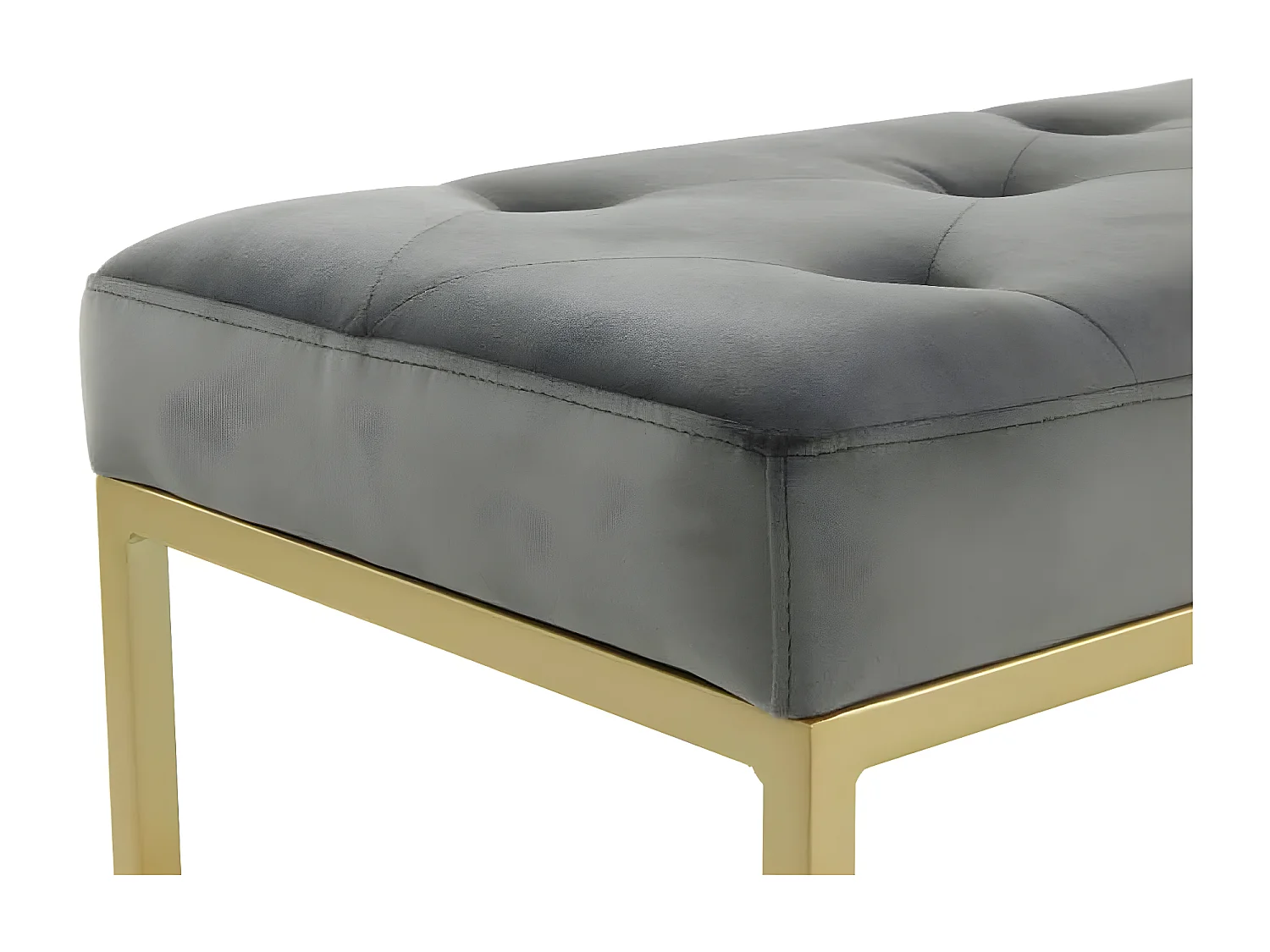 Banc en Velours Design "Diaz" 90cm Gris & Or