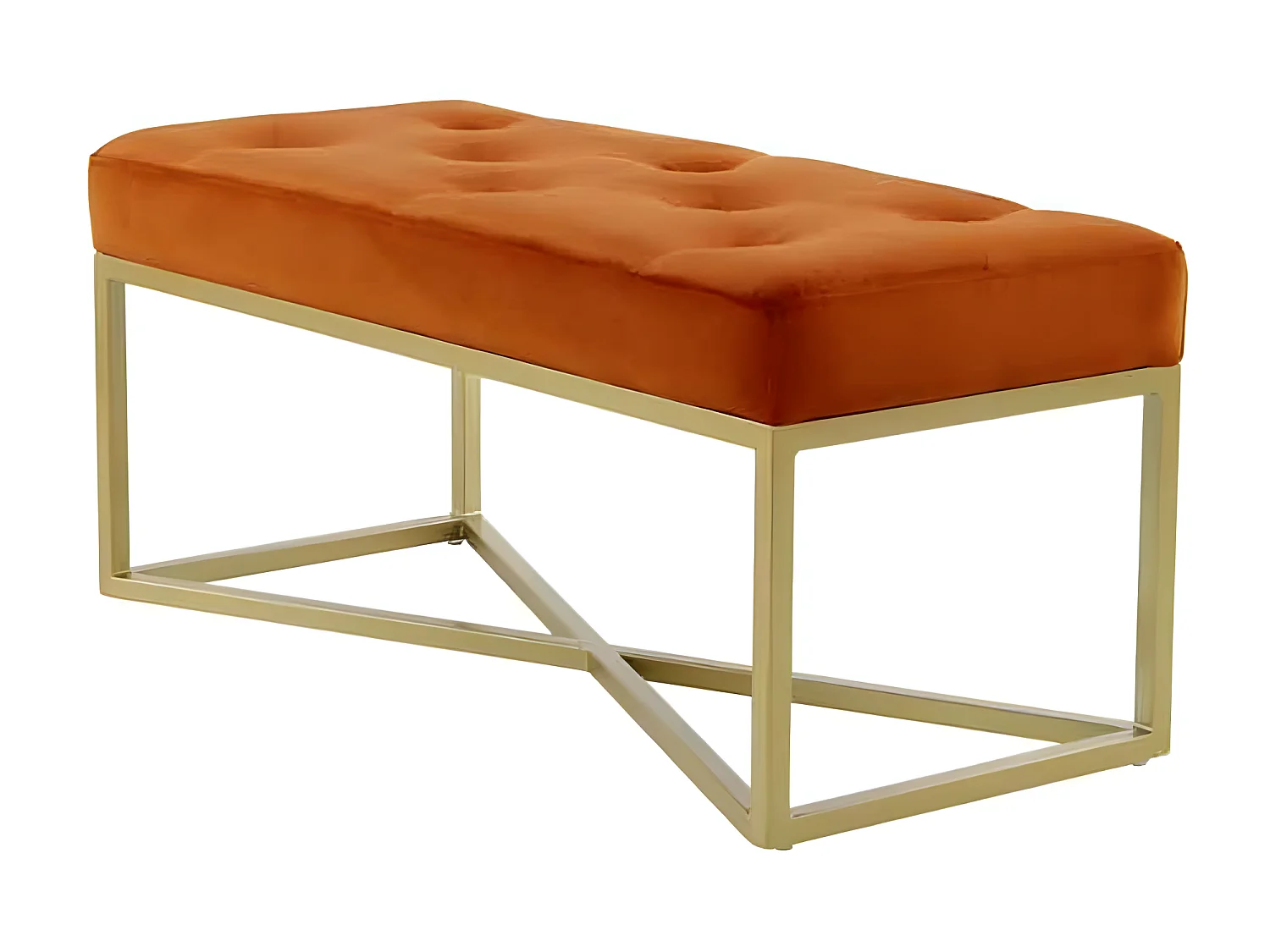 Banc en Velours Design "Diaz" 90cm Orange & Or
