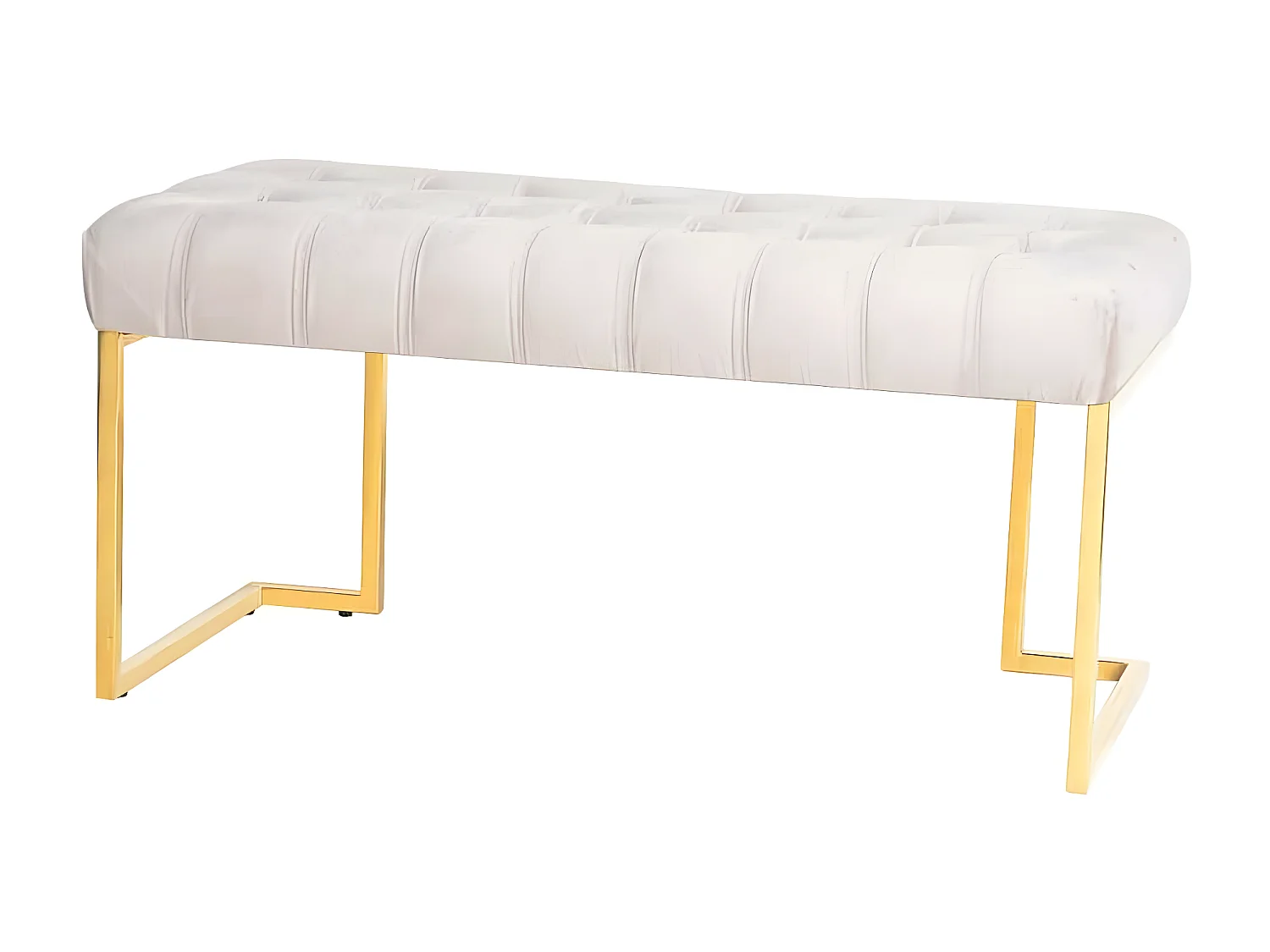 Banc Design en Velours "Rare" 100cm Taupe & Or