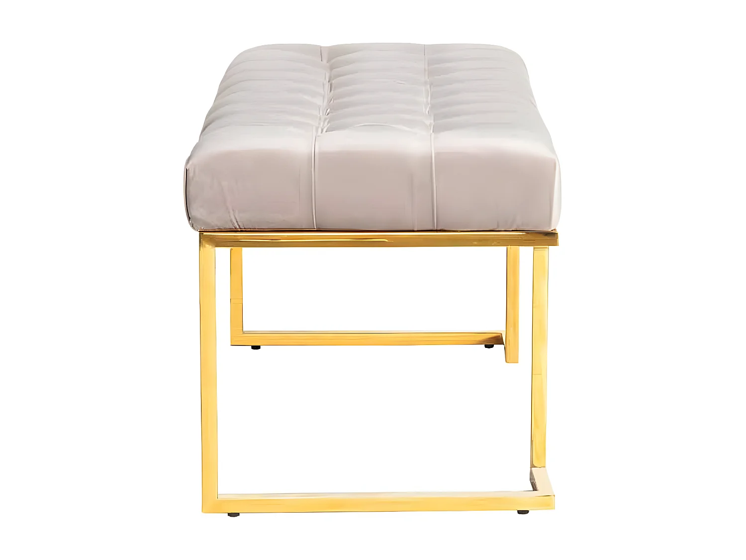 Banc Design en Velours "Rare" 100cm Taupe & Or