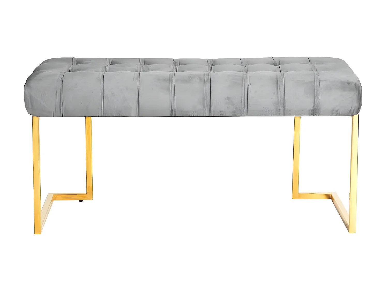 Banc Design en Velours "Rare" 100cm Gris & Or