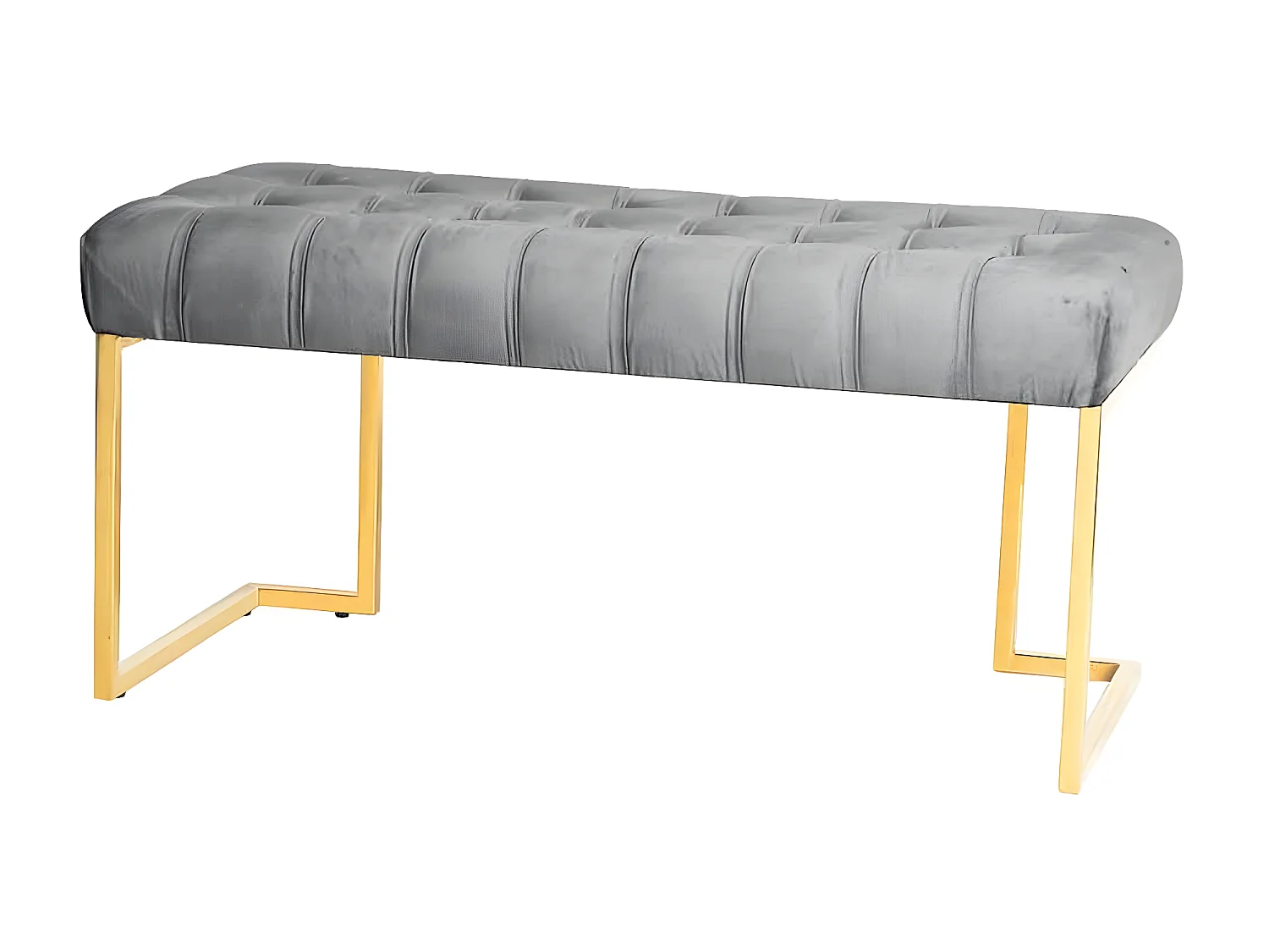 Banc Design en Velours "Rare" 100cm Gris & Or