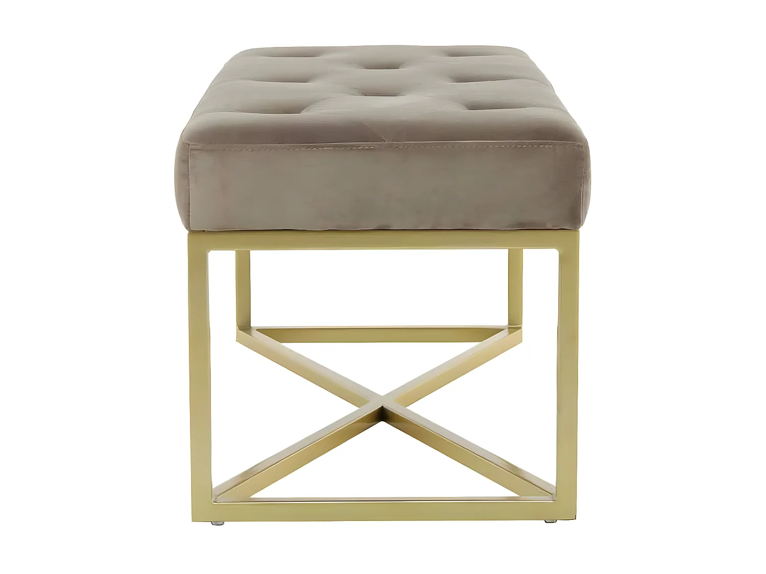 Banc en Velours Design "Diaz" 90cm Taupe & Or