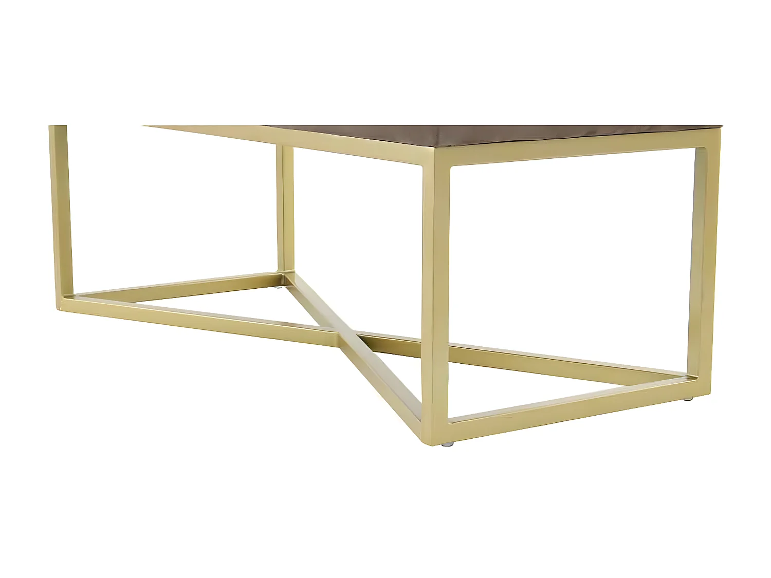 Banc en Velours Design "Diaz" 90cm Taupe & Or